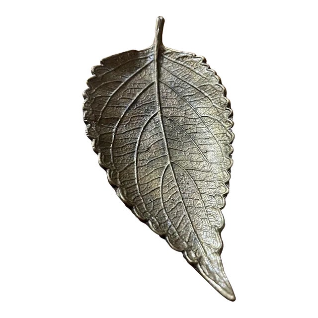 Israel Footed Brass Leaf Dish For Sale