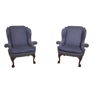 Pair Kindel Philadelphia Clawfoot Wing Back Chairs For Sale