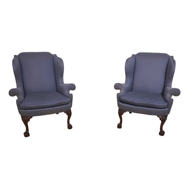 Pair Kindel Philadelphia Clawfoot Wing Back Chairs For Sale