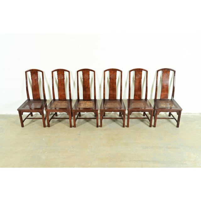 Henredon Hollywood Regency Chinoiserie Sculpted Mahogany Dining Chairs, Set of Six For Sale In South Bend - Image 6 of 17