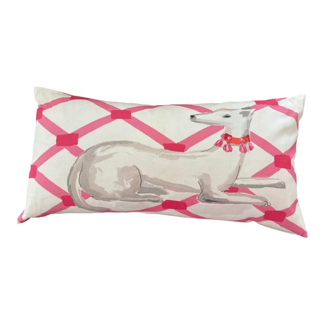 Dana Gibson Whippet in Pink Lumbar Pillow For Sale