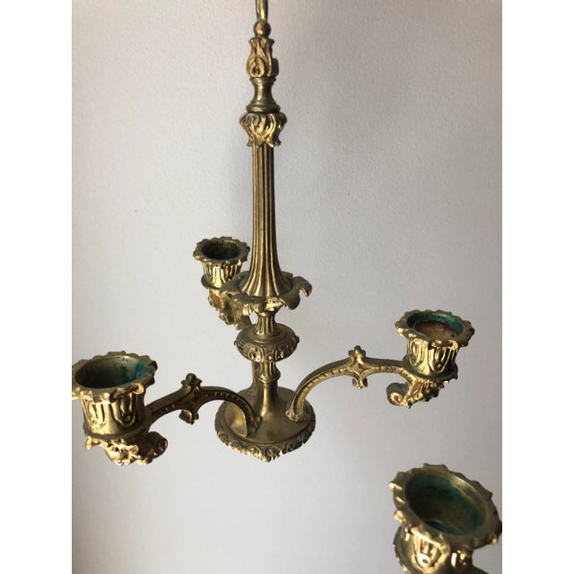 Metal French Regency Gilt Bronze Hanging Candelabra Chandeliers - a Pair For Sale - Image 7 of 9