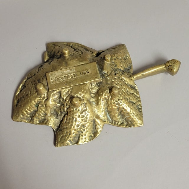 Mid 20th Century Vintage Solid Brass Leaf Catchall Tray by Kessler Ind For Sale - Image 5 of 7