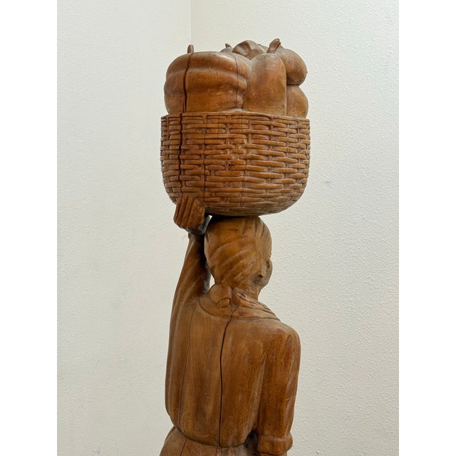 Wood Life-Size Haitian Solid Wood Statue For Sale - Image 7 of 9