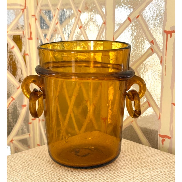 1950's Murano Italian Amber Vase For Sale - Image 11 of 11