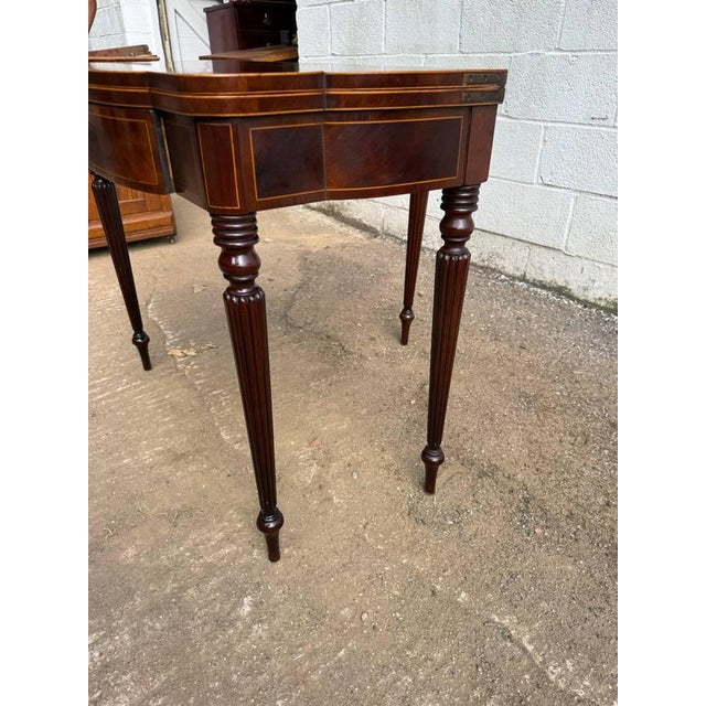 Antique Federal Style Mahogany Fold Top Console Card Table For Sale - Image 13 of 17