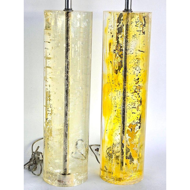 Plastic Mid 20th Century Frederick Cooper Chicago Fractal Resin Tall Table Lamps, Set of 2 For Sale - Image 7 of 17