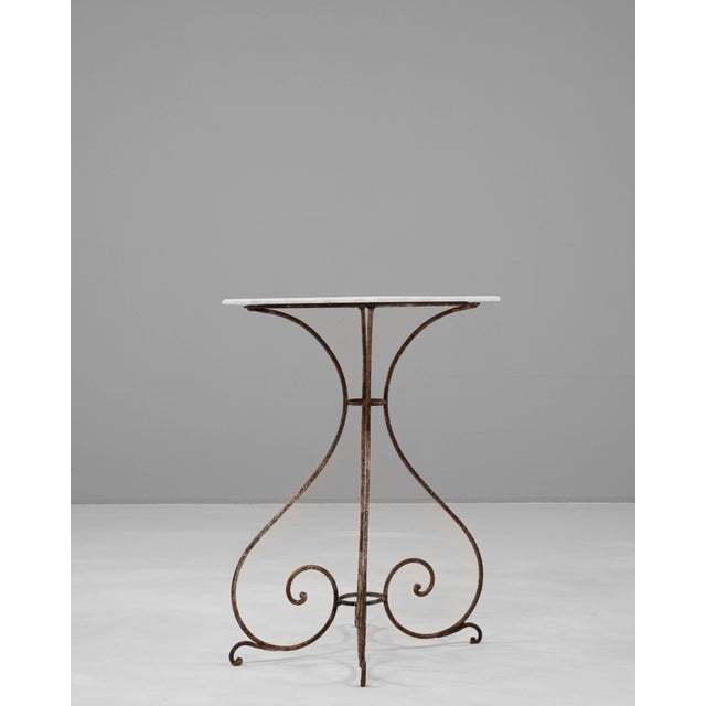 Metal 1900s French Metal Table With Marble Top For Sale - Image 7 of 10