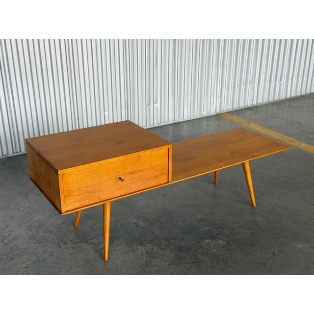 Early Paul McCobb Planner Group Maple Bench Coffee Table with Drawer for Winchendon, Restored Exceptional Paul McCobb...