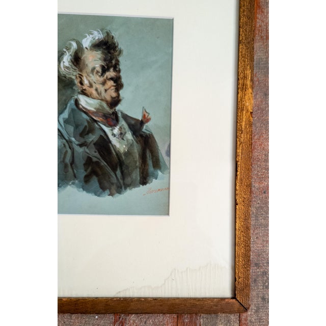 19th Century French Watercolor Portrait of a Society Gentleman by Alexandre Dupendant For Sale In New York - Image 6 of 11