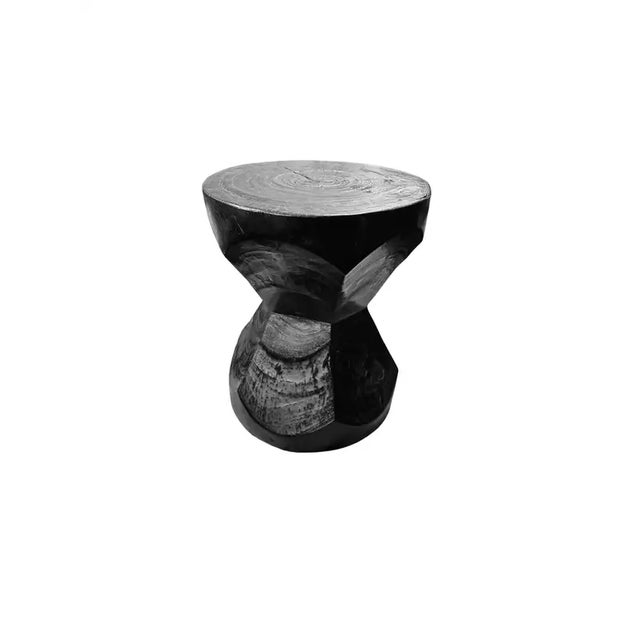 Solid Mango Wood Side Table With Burnt Finish, Modern Organic For Sale - Image 4 of 5