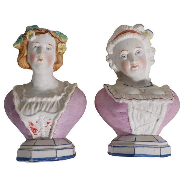 2 German Porcelain Bust Figurines C. 19th C For Sale In New York - Image 6 of 10