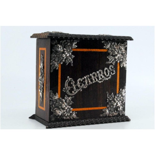 Tobacco Box with Trembling Rosewood Strips and Silver Applications For Sale - Image 9 of 10