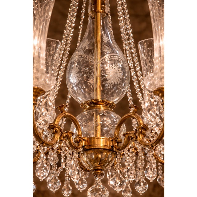 Mid 20th French Louis XVI Gold Bronze Crystal XL Chandelier For Sale - Image 11 of 16