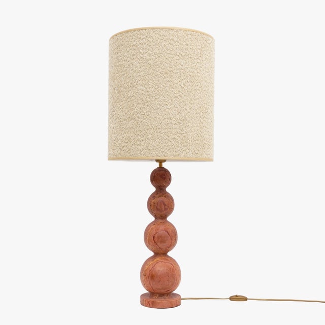 Mid-Century Modern Italian Modern Red Travertine Sphere Lamps, 1990s, Set of 2 For Sale - Image 3 of 9