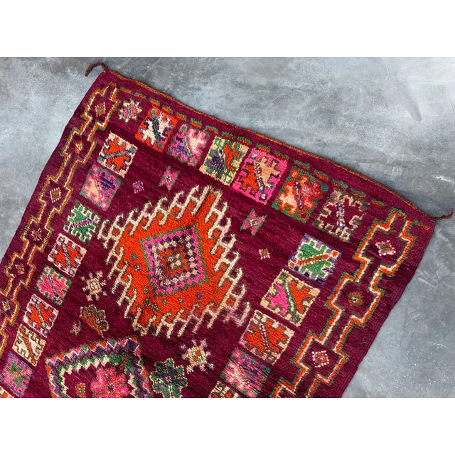 Raspberry Red Moroccan Boho Tribal Rug - 5'6" X 10'11" Ft For Sale - Image 8 of 10
