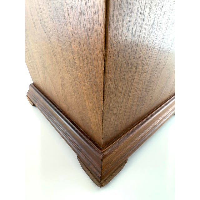 Mid 20th Century Walnut Wastebasket With Sculpted Handles and Stepped Base For Sale - Image 11 of 11