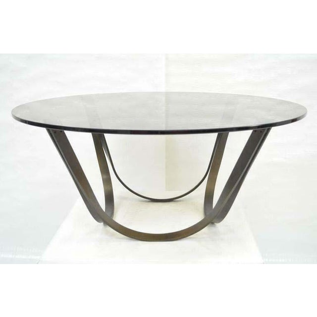 1970s MidCentury Modern Trimark Bronze Sculptural Round Glass Coffee