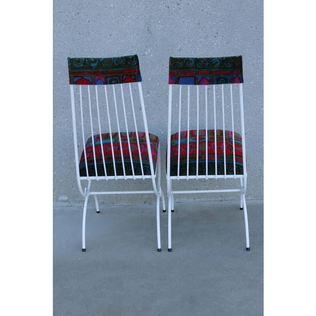 Mid-Century Modern Jack Lenor Larsen Fabric Patio Chairs- A Pair For Sale - Image 3 of 12
