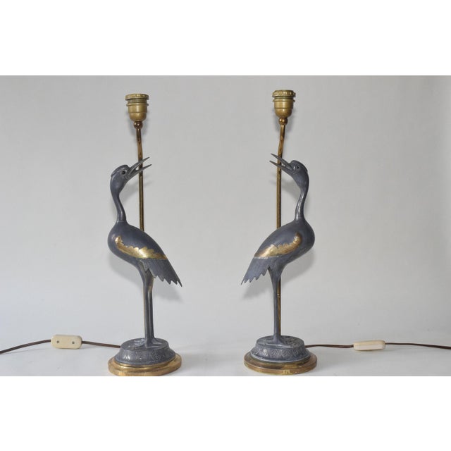 Vintage Crane Bird Lamps, 1970s, Set of 2 For Sale - Image 3 of 8