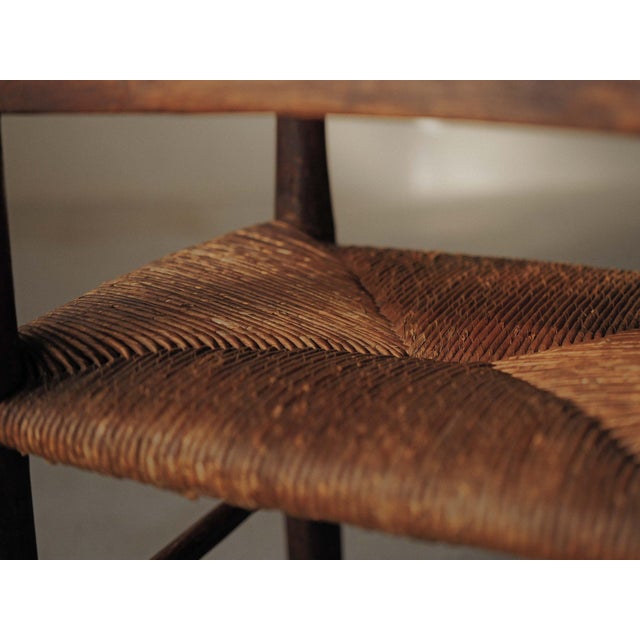 Wood 19th Century Folk French Armchair in Wood and Rush, 1890s For Sale - Image 7 of 17