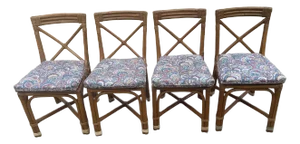 Vintage Paul Frankl Style Rattan Dining Chairs - Set of 4