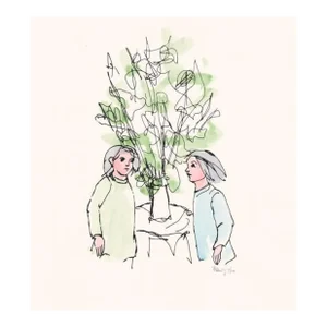 1970 Frank Kleinholz Children and Flowers Handcolored Serigraph