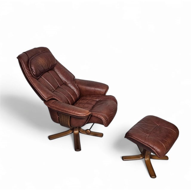 Set of Lounge Chair and Ottoman from Hjellegjerde Møbel, Sweden, 1980s For Sale - Image 6 of 14