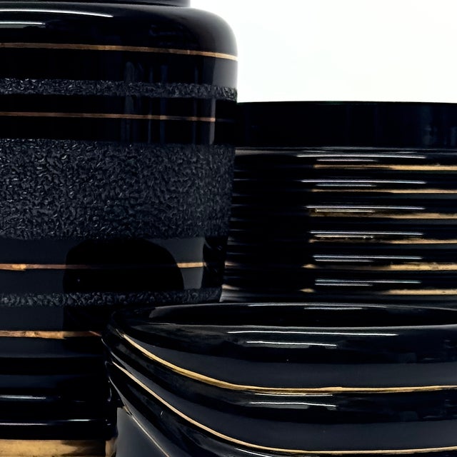 1980s Art Deco Revival Black and Gold Vessel Curation - Group of 3 For Sale - Image 12 of 12