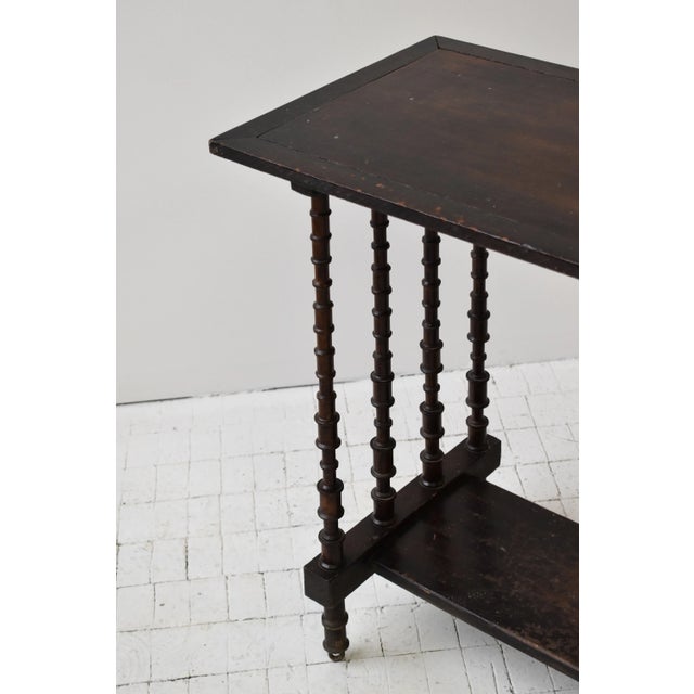 Vintage Two-Tiered Spool Entry Table / Console, Circa 1920s-40s. This table is largely constructed from stacked thread...