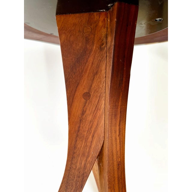 Brown Mesquite Slab Top Side Table With Tripod Walnut Base by Michael Maximo For Sale - Image 8 of 10