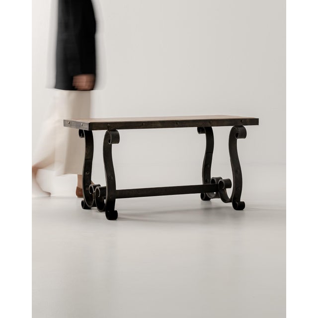 1940s Wrought Iron Coffee Table With Wood Top For Sale - Image 13 of 14