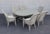 High Quality Set of Six Square Back Outdoor Wicker Dining Chairs with Oval Glass Top Dining Table, By Lloyd Flanders (Not...