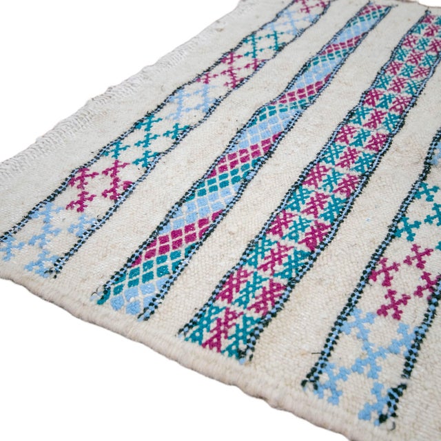 Turquoise Kilim Bath Rug, Small Moroccan Rug Bathroom Mat, Handmade Gift 2x3.3 Ft For Sale - Image 8 of 11