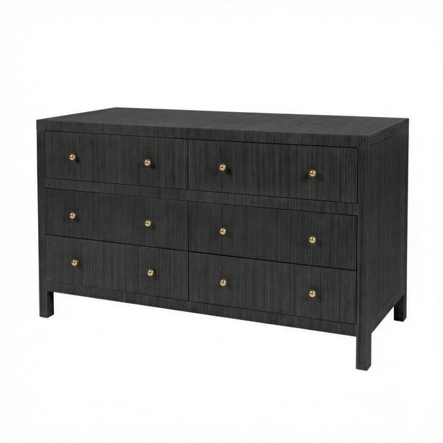 Nora 60 in. W Raffia 6 Drawer Dresser, Charcoal Raffia For Sale - Image 9 of 9