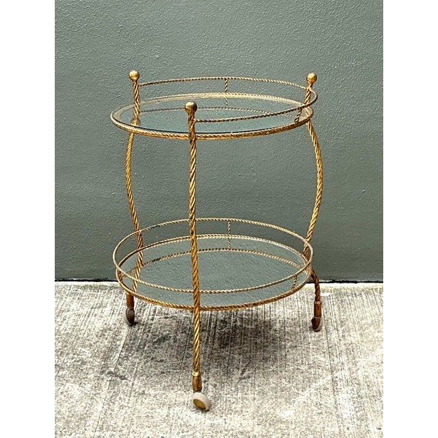 Mid 20th Century Vintage Regency Gilt Twisted Bar Cart For Sale - Image 11 of 12