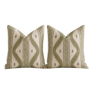 Kravet Zena in Moss Designer Pillows – A 22" Pair For Sale