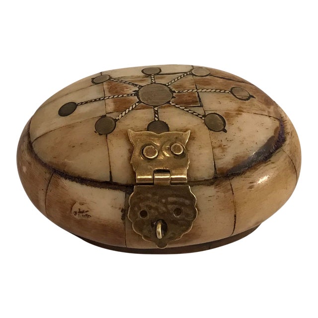Vintage Bone & Brass Inlay Trinket Box Chairish