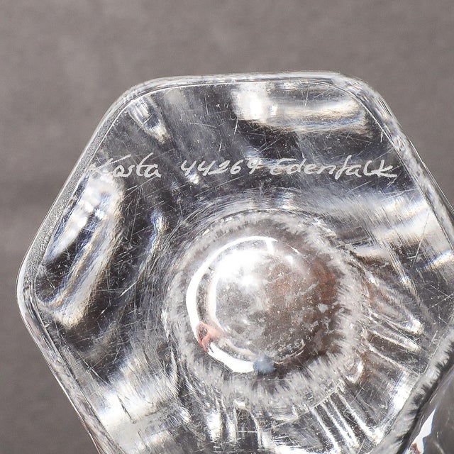 1970s Mid-Century Modern Hexagonal Crystal Vase Signed Bengt Edenfalk for Royal Krona For Sale - Image 5 of 17