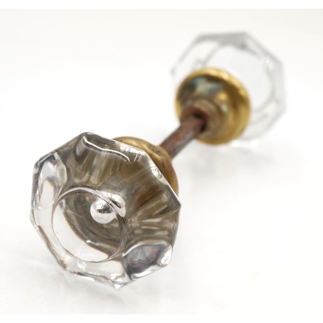 Antique Pair of Octagon Glass Bullet Passage Door Knobs For Sale - Image 4 of 5