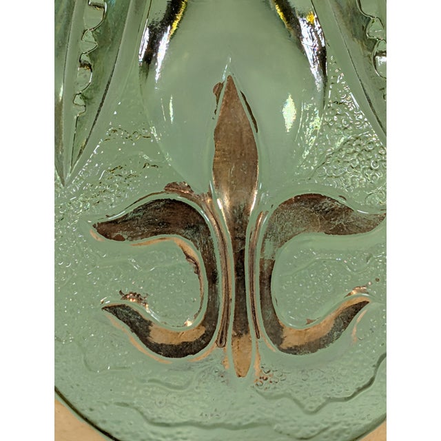1900 - 1909 Rare, Eapg Antique Jefferson Glass Green Glass Covered Butter Dish, Iris With Meander Pattern, 1903 For Sale - Image 5 of 12