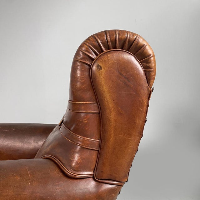 Art Nouveau Armchairs with Armrest in Brown Leather, England, 1920s, Set of 2 For Sale - Image 14 of 18