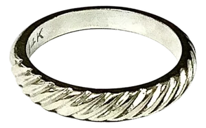 14k White Gold Textured Band Ring