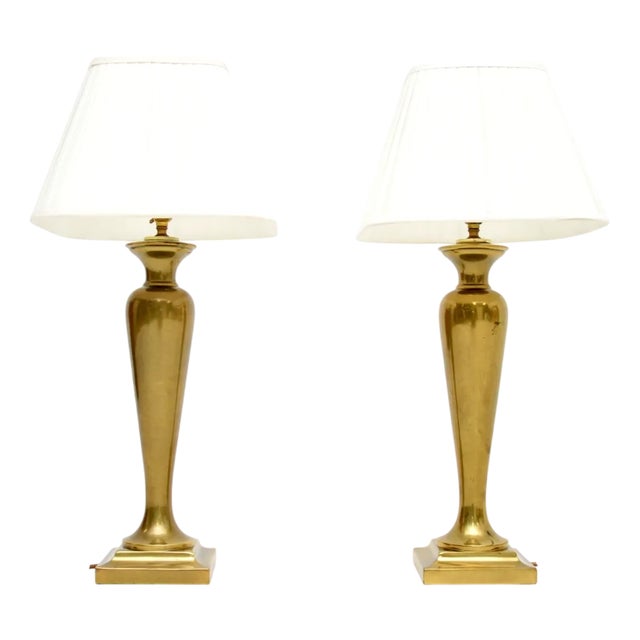 Vintage Brass Table Lamps, 1970s, Set of 2 For Sale
