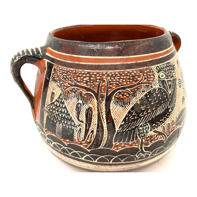 Vintage Tlaquepaque 'Petatillo Noche-Style' Plate & 2-Handle Pot From Jalisco For Sale - Image 9 of 13