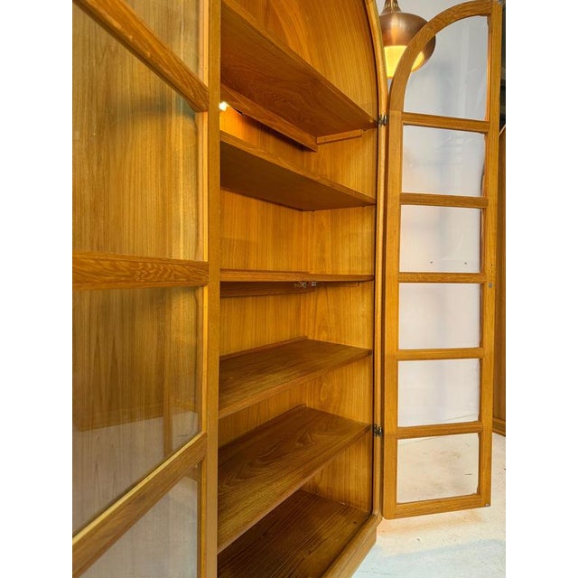 Round Arched Teak Display Case with Lighting from Dyrlund For Sale - Image 9 of 11