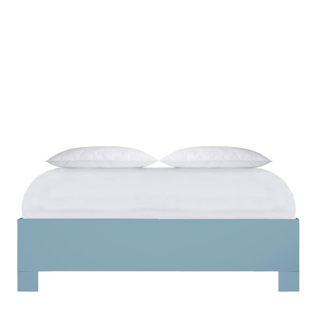 Wood Chippendale Platform Bed California King - Pool Blue For Sale - Image 7 of 12