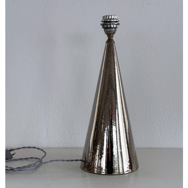Mid-Century Modern Italian Ceramic Table Lamp in Silver Metallic from Ugo Zaccagnini, 1960s For Sale - Image 15 of 15