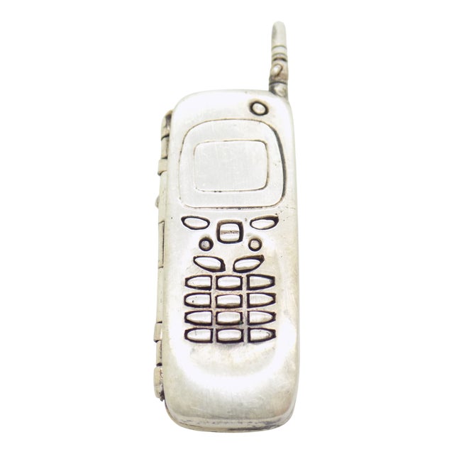 Vintage Italian Handmade Genuine Sterling Silver Nokia 9000 Cellphone Figurine, 1990s For Sale