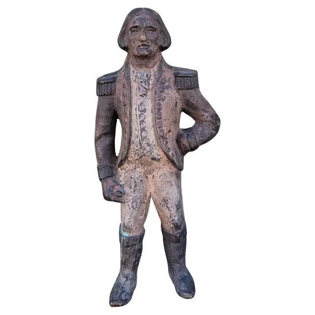 Brown 19thc Original Painted Iron George Washington Door Stop For Sale - Image 8 of 8